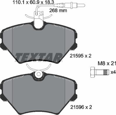 Textar 2159502 - Гальмівні колодки, дискові гальма autocars.com.ua