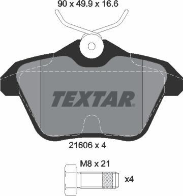 Textar 2160601 - Гальмівні колодки, дискові гальма autocars.com.ua