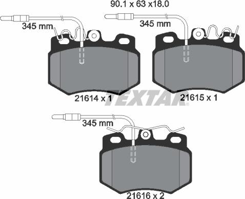 Textar 2161403 - Тормозные колодки, дисковые, комплект avtokuzovplus.com.ua