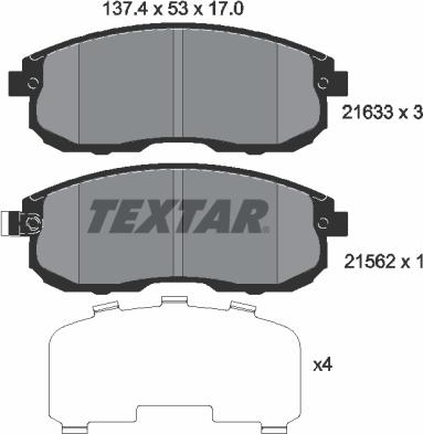 Textar 2163301 - Гальмівні колодки, дискові гальма autocars.com.ua