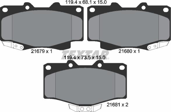 Textar 2167901 - Гальмівні колодки, дискові гальма autocars.com.ua