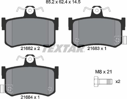 Textar 2168202 - Тормозные колодки, дисковые, комплект avtokuzovplus.com.ua