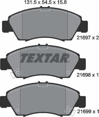 Textar 2169701 - Гальмівні колодки, дискові гальма autocars.com.ua