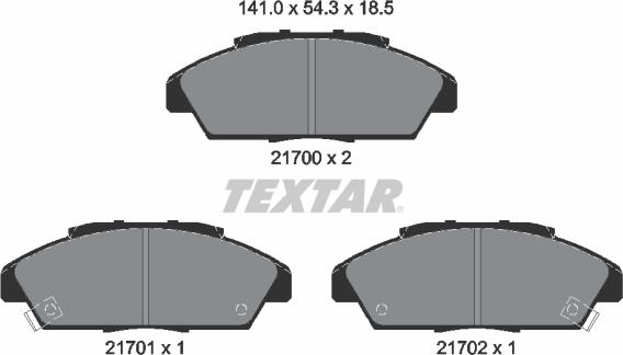 Textar 2170001 - Гальмівні колодки, дискові гальма autocars.com.ua