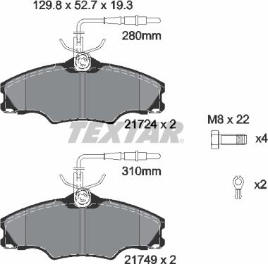 Textar 2172402 - Гальмівні колодки, дискові гальма autocars.com.ua