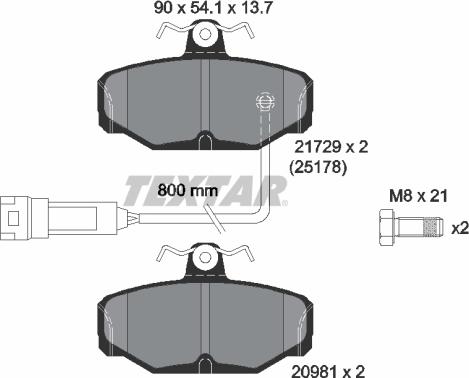 Textar 2172901 - Гальмівні колодки, дискові гальма autocars.com.ua