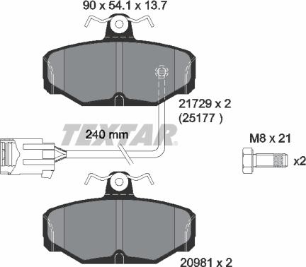 Textar 2172902 - Гальмівні колодки, дискові гальма autocars.com.ua