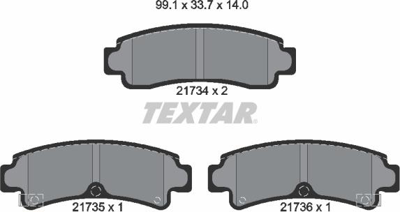 Textar 2173401 - Тормозные колодки, дисковые, комплект avtokuzovplus.com.ua