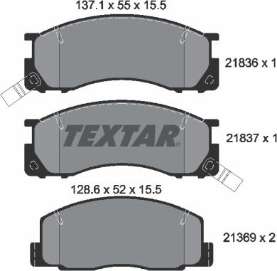 Textar 2183601 - Гальмівні колодки, дискові гальма autocars.com.ua