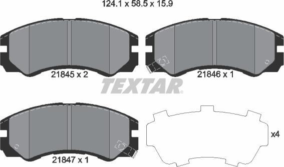 Textar 2184501 - Гальмівні колодки, дискові гальма autocars.com.ua