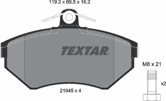 Textar 89013000 - Комплект гальм, дисковий гальмівний механізм autocars.com.ua