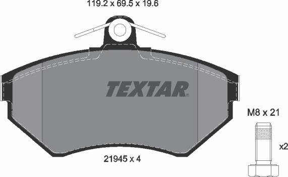 Textar 89004400 - Комплект гальм, дисковий гальмівний механізм autocars.com.ua