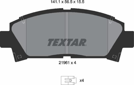 Textar 2196102 - Гальмівні колодки, дискові гальма autocars.com.ua