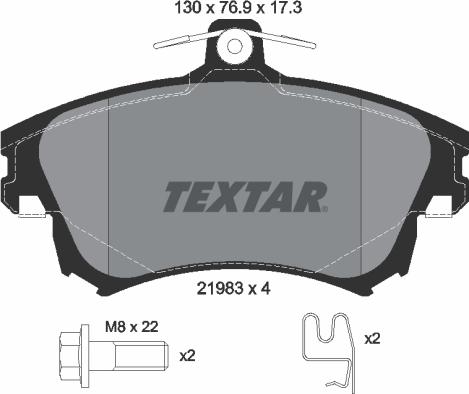 Textar 2198302 - Тормозные колодки, дисковые, комплект avtokuzovplus.com.ua