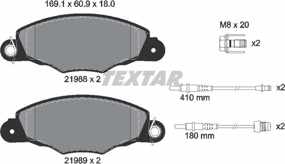 Textar 2198804 - Тормозные колодки, дисковые, комплект avtokuzovplus.com.ua