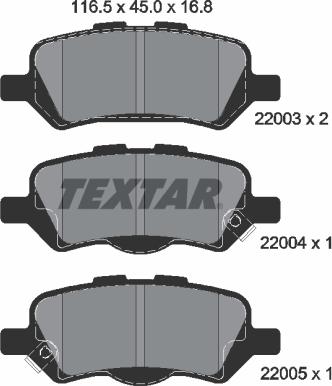 Textar 2200301 - Гальмівні колодки, дискові гальма autocars.com.ua