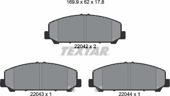 Textar 2204201 - Гальмівні колодки, дискові гальма autocars.com.ua