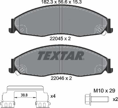Textar 2204501 - Гальмівні колодки, дискові гальма autocars.com.ua