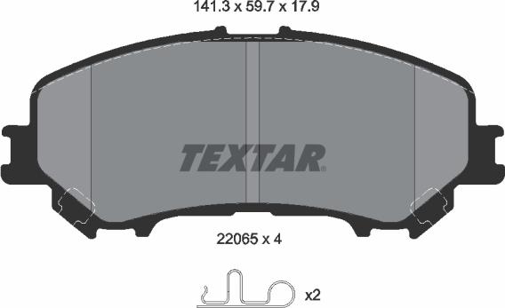 Textar 2206501 - Гальмівні колодки, дискові гальма autocars.com.ua