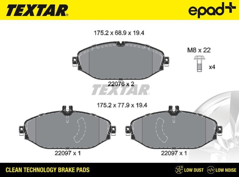 Textar 2207601CP - Тормозные колодки, дисковые, комплект avtokuzovplus.com.ua