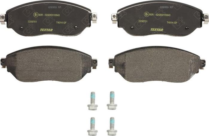 Textar 2208701 - Гальмівні колодки, дискові гальма autocars.com.ua