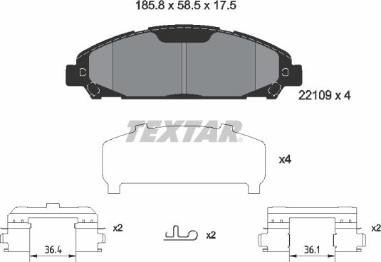 Textar 2210901 - Тормозные колодки, дисковые, комплект avtokuzovplus.com.ua