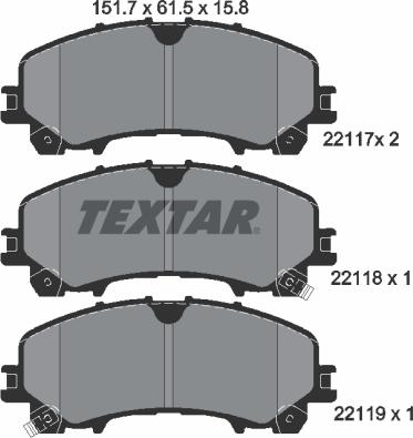 Textar 2211701 - Гальмівні колодки, дискові гальма autocars.com.ua