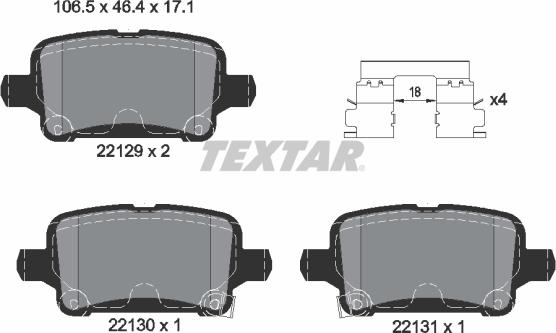 Textar 2212901 - Комплект гальмівних колодок autocars.com.ua