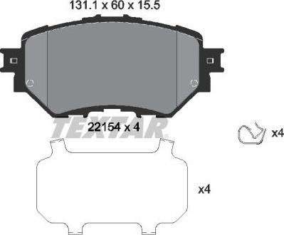 Textar 2215401 - Тормозные колодки, дисковые, комплект avtokuzovplus.com.ua