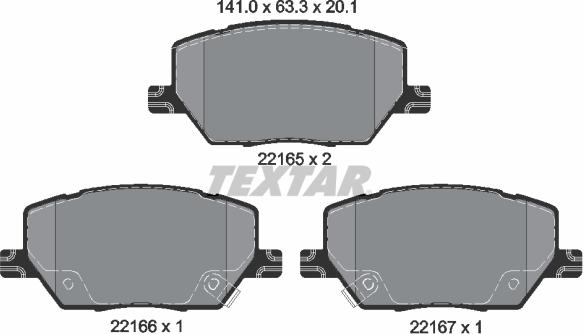 Textar 2216501 - Гальмівні колодки, дискові гальма autocars.com.ua