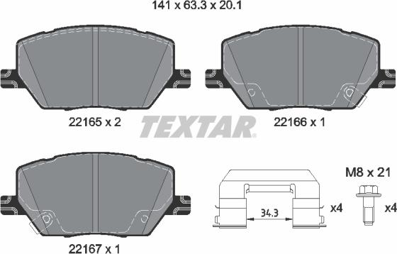 Textar 2216503 - Гальмівні колодки, дискові гальма autocars.com.ua