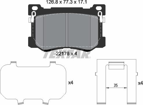 Textar 2217601 - Гальмівні колодки, дискові гальма autocars.com.ua