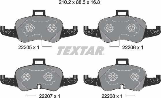 Textar 2220501 - Тормозные колодки, дисковые, комплект autodnr.net