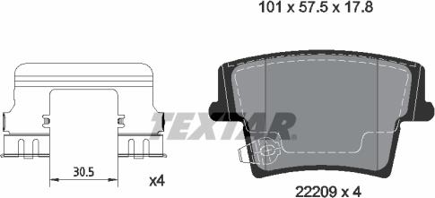 Textar 2220901 - Тормозные колодки, дисковые, комплект autodnr.net