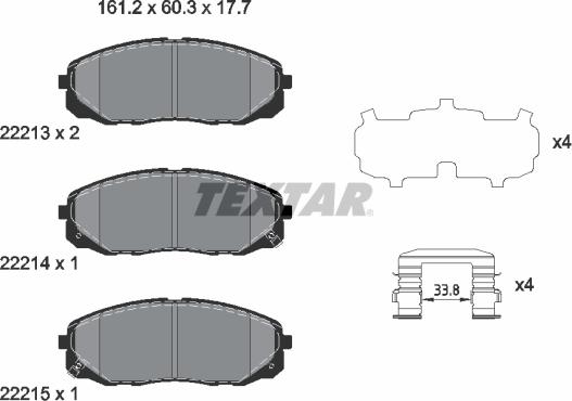 Textar 2221301 - Гальмівні колодки, дискові гальма autocars.com.ua