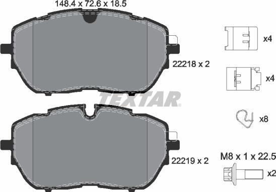 Textar 2221801 - Тормозные колодки, дисковые, комплект avtokuzovplus.com.ua