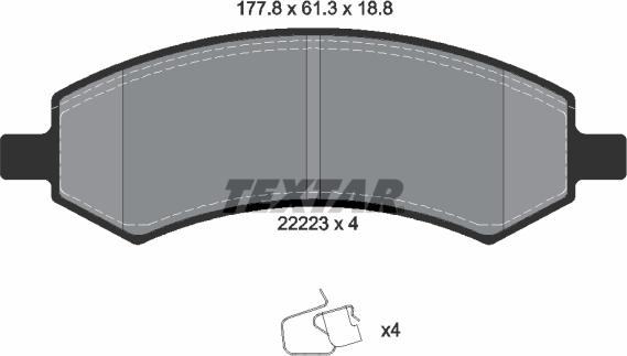 Textar 2222301 - Гальмівні колодки, дискові гальма autocars.com.ua