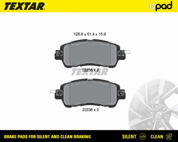 Textar 2223501SC - Гальмівні колодки, дискові гальма autocars.com.ua