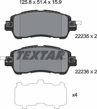 Textar 2223501 - Тормозные колодки, дисковые, комплект avtokuzovplus.com.ua