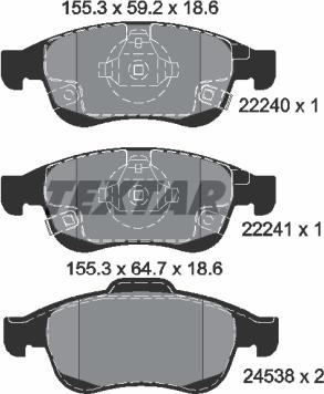 Textar 2224001 - Тормозные колодки, дисковые, комплект avtokuzovplus.com.ua