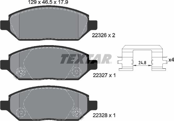Textar 2232601 - Гальмівні колодки, дискові гальма autocars.com.ua