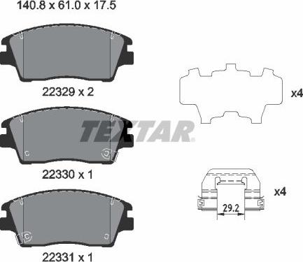 Textar 2232901 - Гальмівні колодки, дискові гальма autocars.com.ua