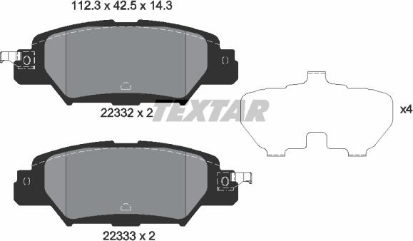 Textar 2233201 - Гальмівні колодки, дискові гальма autocars.com.ua