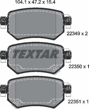 Textar 2234901 - Гальмівні колодки, дискові гальма autocars.com.ua