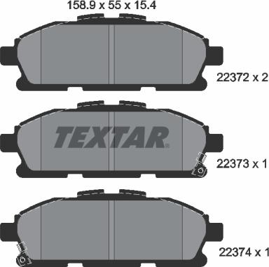 Textar 2237201 - Гальмівні колодки, дискові гальма autocars.com.ua