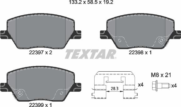 Textar 2239701 - Тормозные колодки, дисковые, комплект avtokuzovplus.com.ua