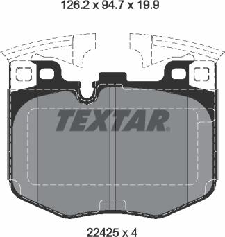 Textar 2242501 - Гальмівні колодки, дискові гальма autocars.com.ua