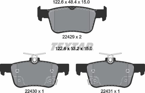 Textar 2242901 - Тормозные колодки, дисковые, комплект autodnr.net