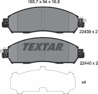 Textar 2243901 - Гальмівні колодки, дискові гальма autocars.com.ua