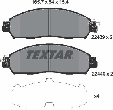 Textar 2243903 - Гальмівні колодки, дискові гальма autocars.com.ua